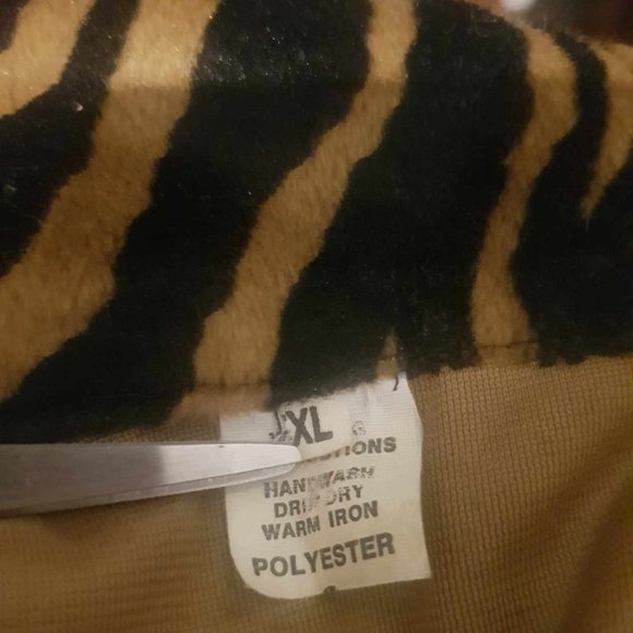 Vintage Velvet Fluffly Tiger Animal Print Coat Womens Jacket XL XXL - Picture 5 of 5